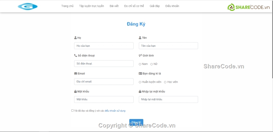 code web,Laravel,code đồ án,Full code web,đồ án php,quản lý phòng gym